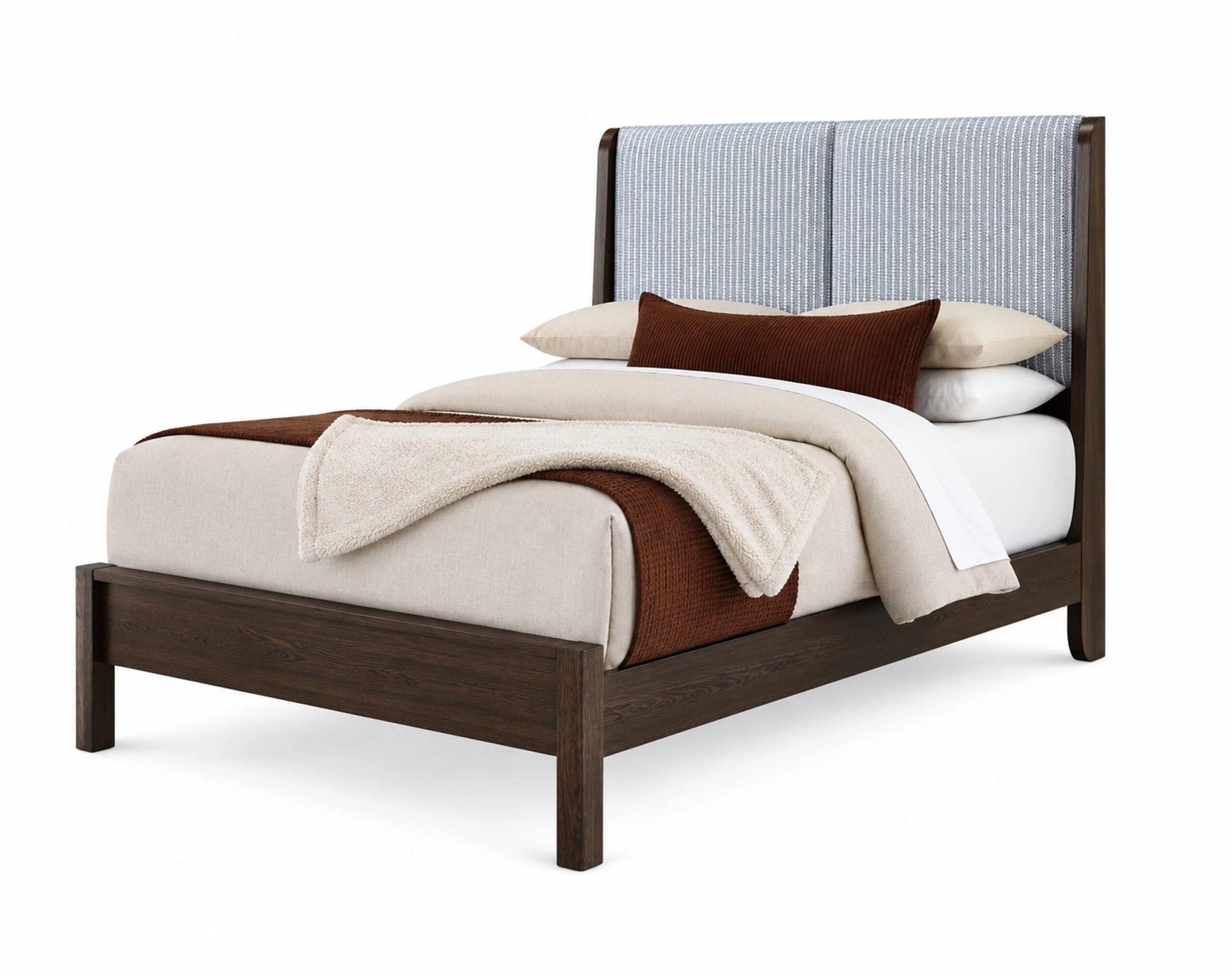fb989a914f4c4e49973fb68d3512506f Queen Shelter Uph Bed-Navy Stripe - Image 1