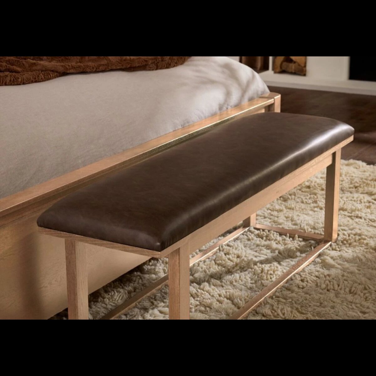 026dfa11f9fb847c864b3494e5db280a Lodge & Loft Upholstered Bench - Sedona Brown - 842-080Y - Image 1