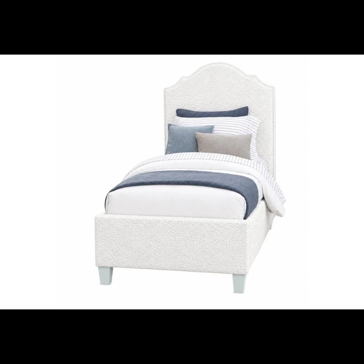 256b118c8b018e0a9423f7e3ffbe072b Tide & Timber White Boucle' Twin Upholstered Bed - 830/831/833/834/835-331W - Image 1