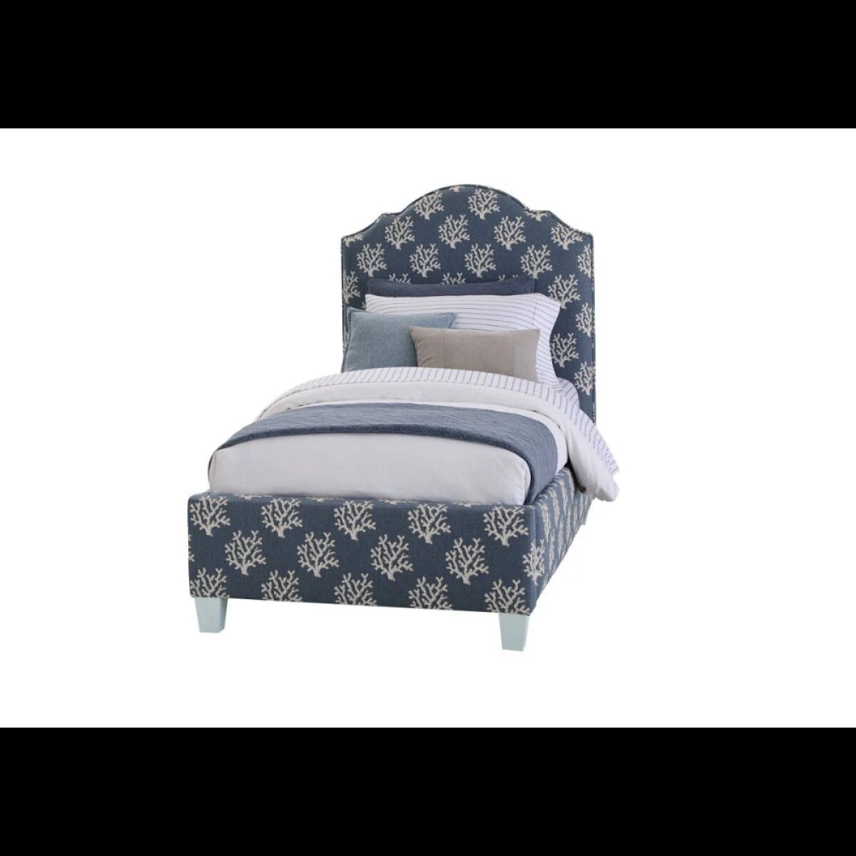943e2d375aabd9b15e91b956e1cdb270 Tide & Timber Blue Coral Twin Upholstered Bed - 830/831/834/835-331C - Image 1